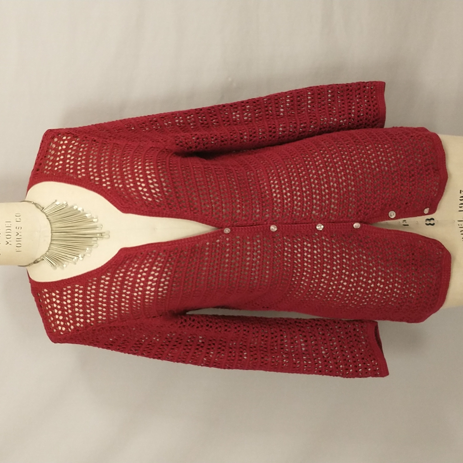 Cotton Crochet Open Weave Light Sweater Lg Tall Eddie Bauer Cabernet Burgundy